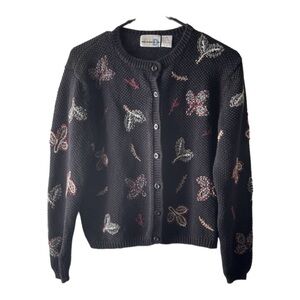 𝅺Paul Harris Design Embroidered Floral Leaf Sweater size M